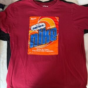 Nike Maroon Tee with Orange and Blue Graphic